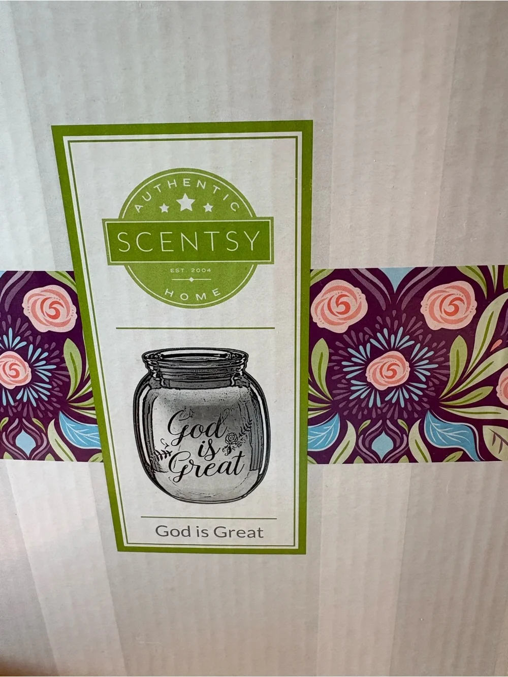 Scentsy Cobalt Blue Glass Warmer with 'God is Great' Script